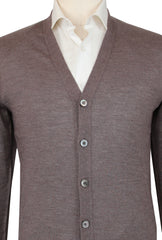 $1325 Fiori Di Lusso Brown Cashmere Blend V-Neck Cardigan - (FL282519) - Parent