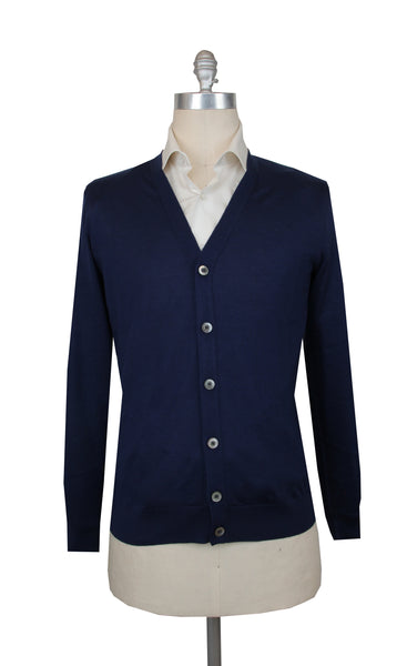 $1325 Fiori Di Lusso Blue Cashmere Blend V-Neck Cardigan - (FL282524) - Parent