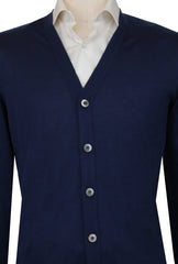 $1325 Fiori Di Lusso Blue Cashmere Blend V-Neck Cardigan - (FL282524) - Parent