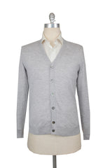 $1325 Fiori Di Lusso Light Gray V-Neck Cardigan - L/52 - (FL282521)