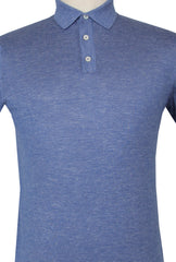 $1125 Fiori Di Lusso Blue Cashmere Blend Polo Sweater - (FL28251) - Parent