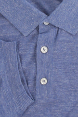 $1125 Fiori Di Lusso Blue Cashmere Blend Polo Sweater - (FL28251) - Parent