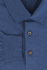 $725 Fiori Di Lusso Blue Cotton 1/4 Button Polo Sweater - (FL28258) - Parent