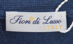 $725 Fiori Di Lusso Blue Cotton 1/4 Button Polo Sweater - (FL28258) - Parent