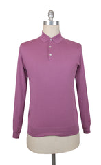 $725 Fiori Di Lusso Pink Cotton 1/4 Button Polo Sweater - (FL282511) - Parent