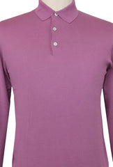 $725 Fiori Di Lusso Pink Cotton 1/4 Button Polo Sweater - (FL282511) - Parent