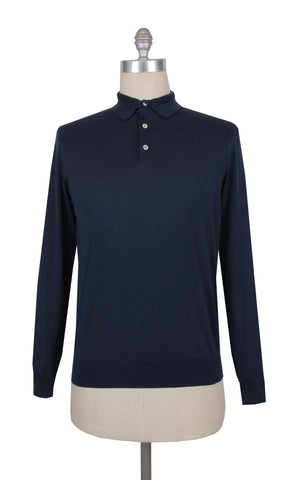 Fiori Di Lusso Dark Blue 1/4 Button Polo Sweater