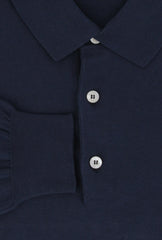 $725 Fiori Di Lusso Dark Blue Cotton Polo Sweater - (FL28259) - Parent