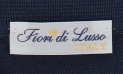 $725 Fiori Di Lusso Dark Blue Cotton Polo Sweater - (FL28259) - Parent