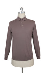 $725 Fiori Di Lusso Brown Cotton 1/4 Button Polo Sweater - L/52 - (FL28257)