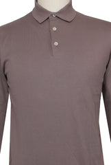 $725 Fiori Di Lusso Brown Cotton 1/4 Button Polo Sweater - (FL28257) - Parent