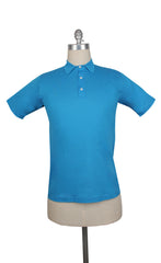 Fiori Di Lusso Blue Solid Cotton Polo - Large/52 - (FL892312)