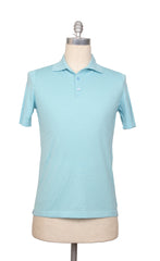 Fiori Di Lusso Light Blue Solid Cotton Polo - Medium/50 - (FL69222)