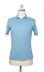 Fiori Di Lusso Blue Solid Cotton Polo - Small/48 - (FL69223)