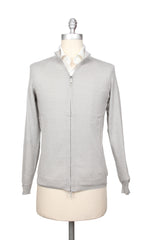 Fiori Di Lusso Light Gray Cotton Funnel Sweater - XL/54 - (FL416223)