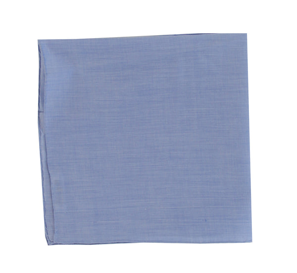 $150 Fiori Di Lusso Blue Solid Cotton Pocket Square -  x  - (FL129258)