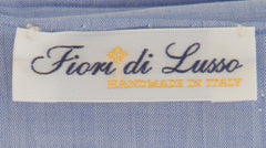 $150 Fiori Di Lusso Blue Solid Cotton Pocket Square -  x  - (FL129258)