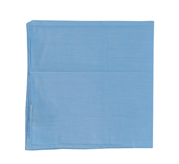 $150 Fiori Di Lusso Blue Solid Cotton Pocket Square -  x  - (FL129254)