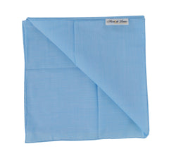 $150 Fiori Di Lusso Blue Solid Cotton Pocket Square -  x  - (FL129254)