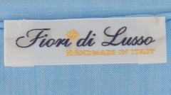 $150 Fiori Di Lusso Blue Solid Cotton Pocket Square -  x  - (FL129254)