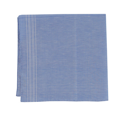 Fiori Di Lusso Blue Linen Blend Pocket Square