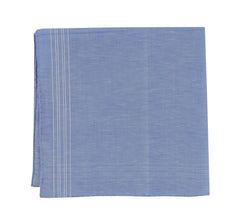 $150 Fiori Di Lusso Blue Geometric Linen Blend Pocket Square -  x  - (FL1292516)