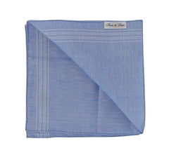 $150 Fiori Di Lusso Blue Geometric Linen Blend Pocket Square -  x  - (FL1292516)