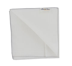 $150 Fiori Di Lusso White Linen Blend Pocket Square -  x  - (FL1292513)