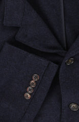 $2300 Fiori Di Lusso Dark Blue Wool Solid Jacket - (FL1128243) - Parent