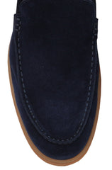 $650 Fiori Di Lusso Blue Suede  Loafers - (FL911243) - Parent