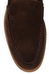 $650 Fiori Di Lusso Brown Suede  Loafers - (FL911241) - Parent