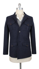 $2350 Fiori Di Lusso Dark Blue Wool Solid Jacket - (FL1128242) - Parent