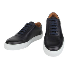 Fiori Di Lusso Dark Blue Leather  Sneakers - 10/9 - (FL82233)