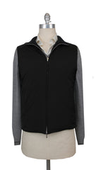 $2000 Fiori Di Lusso Black Wool Solid Jacket Vest - L/L - (FDL215252)