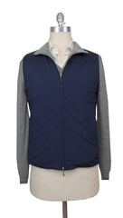 $2000 Fiori Di Lusso Blue Wool Solid Jacket Vest - L/L - (FDL215255)