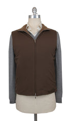 $2000 Fiori Di Lusso Brown Wool Solid Jacket Vest - L/L - (FDL215251)