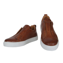 $600 Fiori Di Lusso Brown Leather Slip-On Sneakers - 10.5/9.5 - (FL911245)