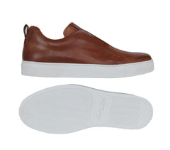 $600 Fiori Di Lusso Brown Leather Slip-On Sneakers - (FL911245) - Parent