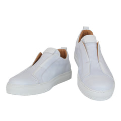 $600 Fiori Di Lusso White Leather Slip-On Sneakers - 10.5/9.5 - (FL911244)