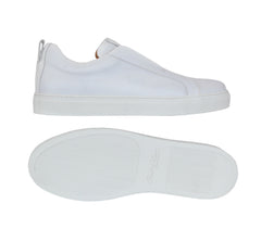 $600 Fiori Di Lusso White Leather Slip-On Sneakers - (FL911244) - Parent