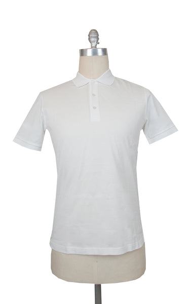 $225 Fiori Di Lusso White Solid Cotton Polo - (FL282552) - Parent