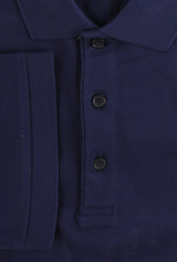 $225 Fiori Di Lusso Navy Blue Solid Cotton Polo - (FL282553) - Parent