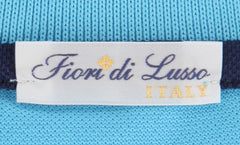 $225 Fiori Di Lusso Light Blue Solid Cotton Polo - (FL282551) - Parent