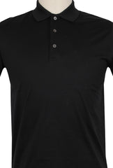 $225 Fiori Di Lusso Black Solid Cotton Polo - (FL282555) - Parent