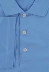 $225 Fiori Di Lusso Light Blue Solid Cotton Polo - (FL282557) - Parent