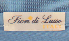 $225 Fiori Di Lusso Light Blue Solid Cotton Polo - (FL282557) - Parent