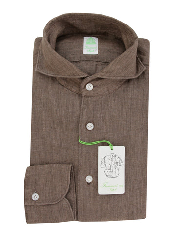 Finamore Napoli Brown Shirt - Extra Slim