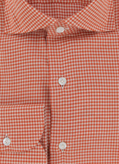 $450 Finamore Napoli Orange Micro-Check Shirt - Slim - (FN12272412) - Parent