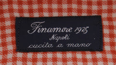 $450 Finamore Napoli Orange Micro-Check Shirt - Slim - (FN12272412) - Parent