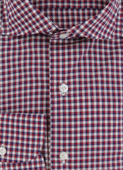 $450 Finamore Napoli Red Check Cotton Shirt - Slim - (FN1272410) - Parent